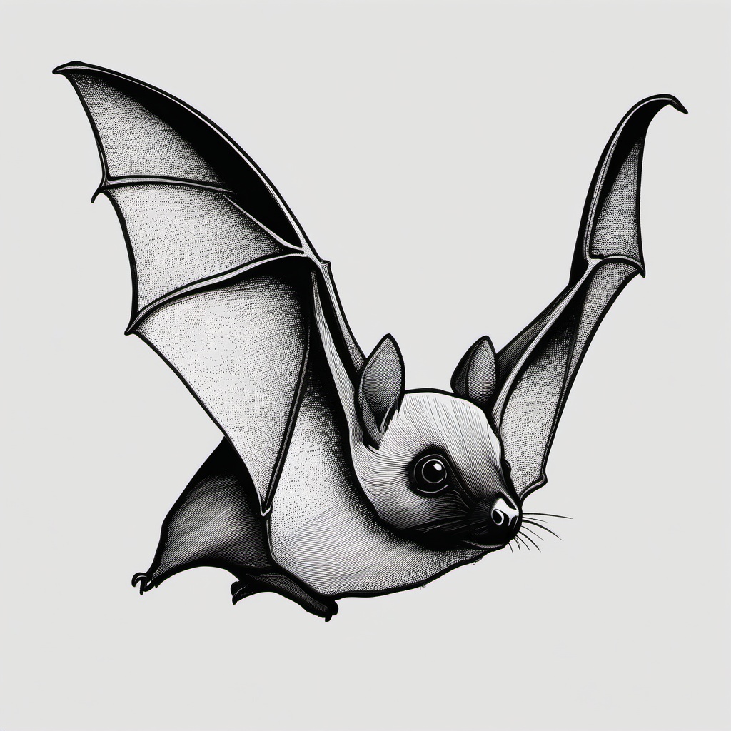 drawing of a Jamaican fruit bat  minimal rough sketch scribbles,doodles,black and white