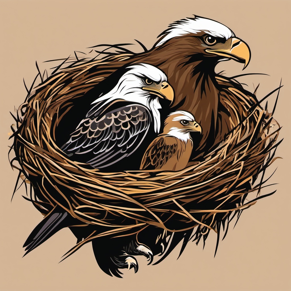 Eagle clipart - eagle nest with baby eaglets  