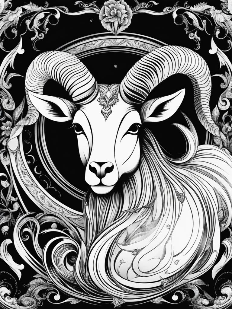 capricorn tattoo black and white design 