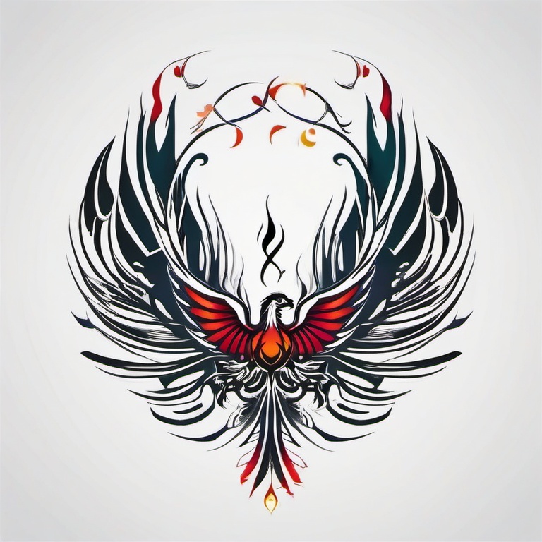 Scorpio Phoenix Tattoo - Symbolize transformation and renewal with a tattoo featuring both Scorpio and phoenix symbolism.  simple vector color tattoo,minimal,white background