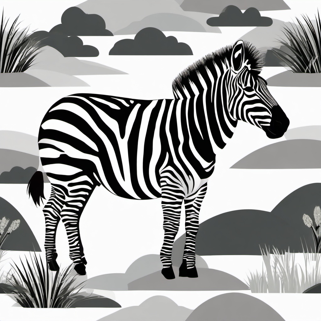 Zebra clipart - Striped herbivore roaming the grasslands, ,vector color clipart,minimal