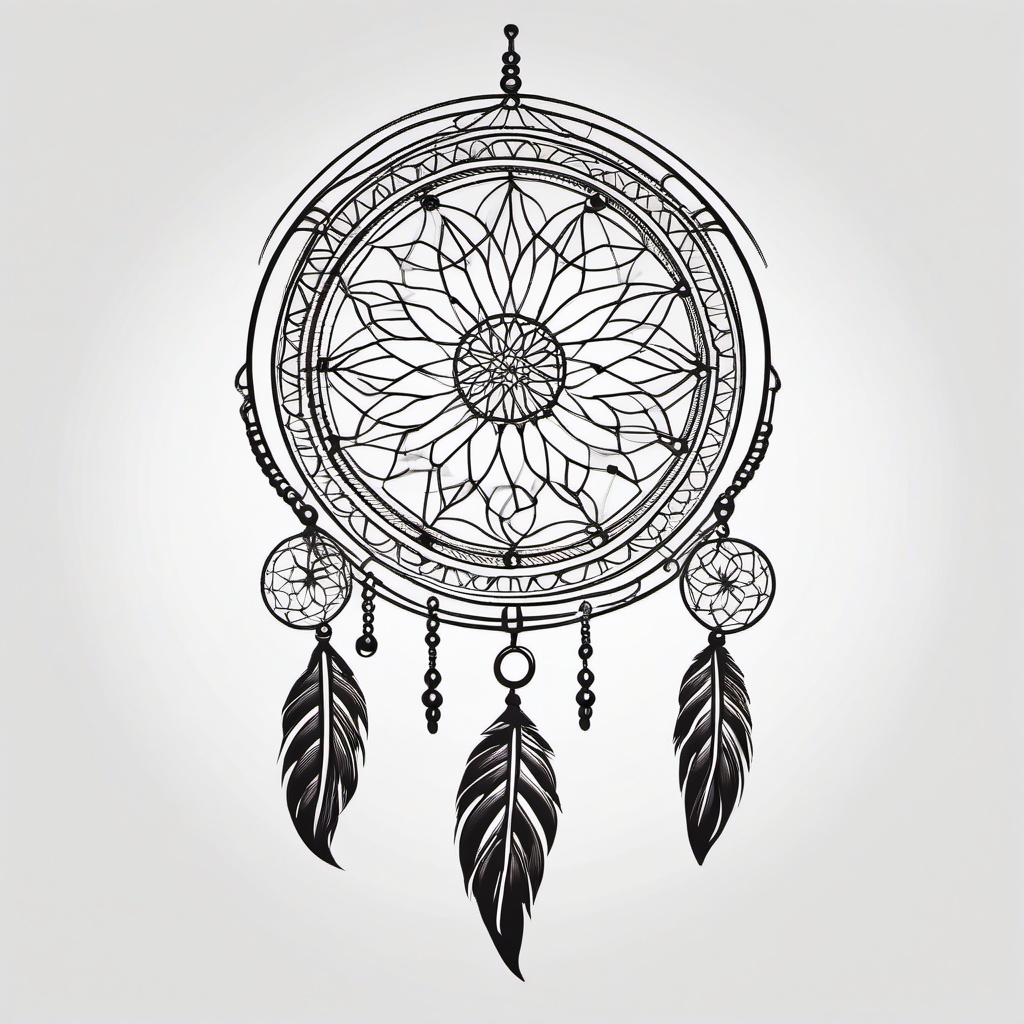 Delicate Dream Catcher Tattoo - Delicate and intricately designed dream catcher tattoo.  simple vector tattoo,minimalist,white background