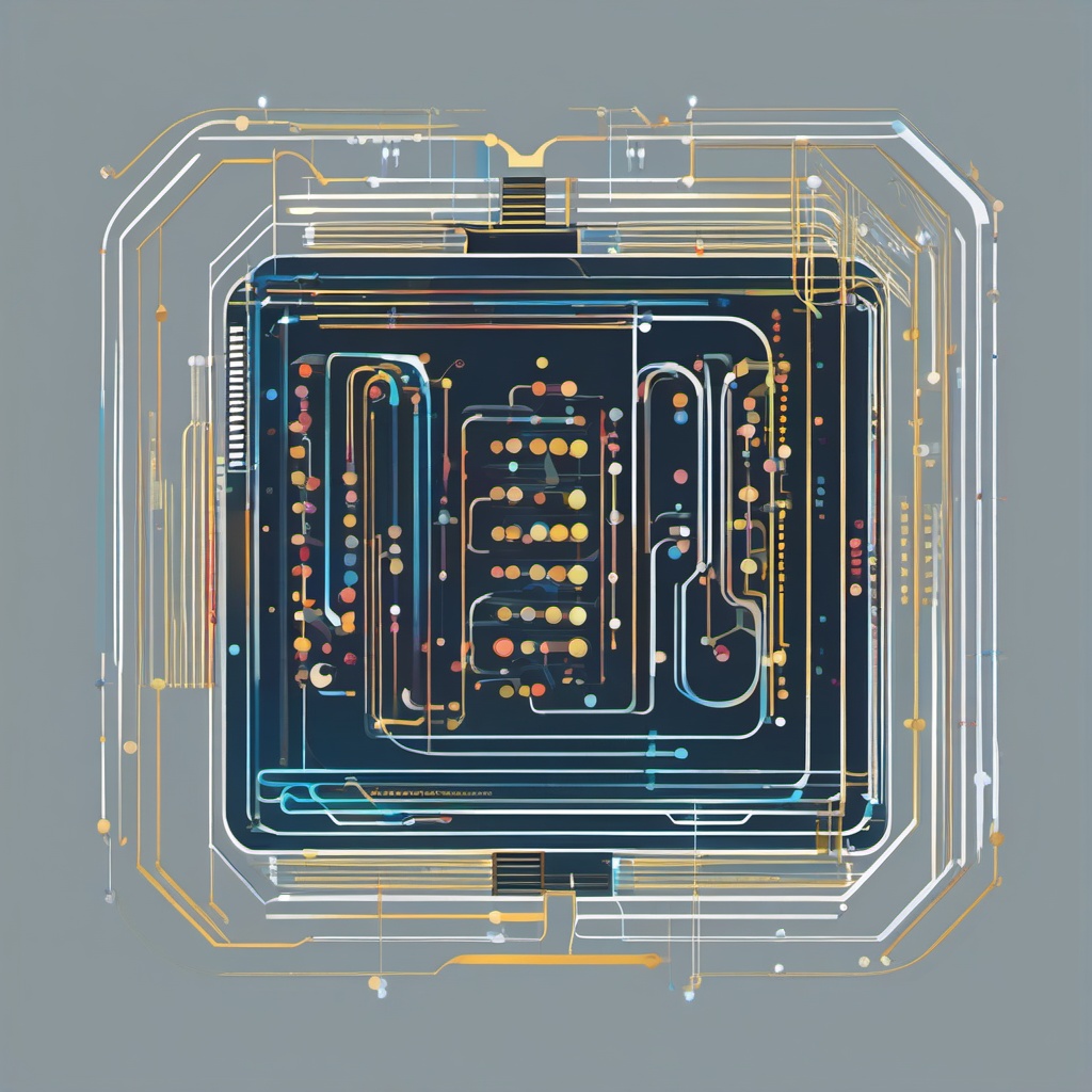 Quantum Computer clipart - Quantum computer processing data, ,vector color clipart,minimal