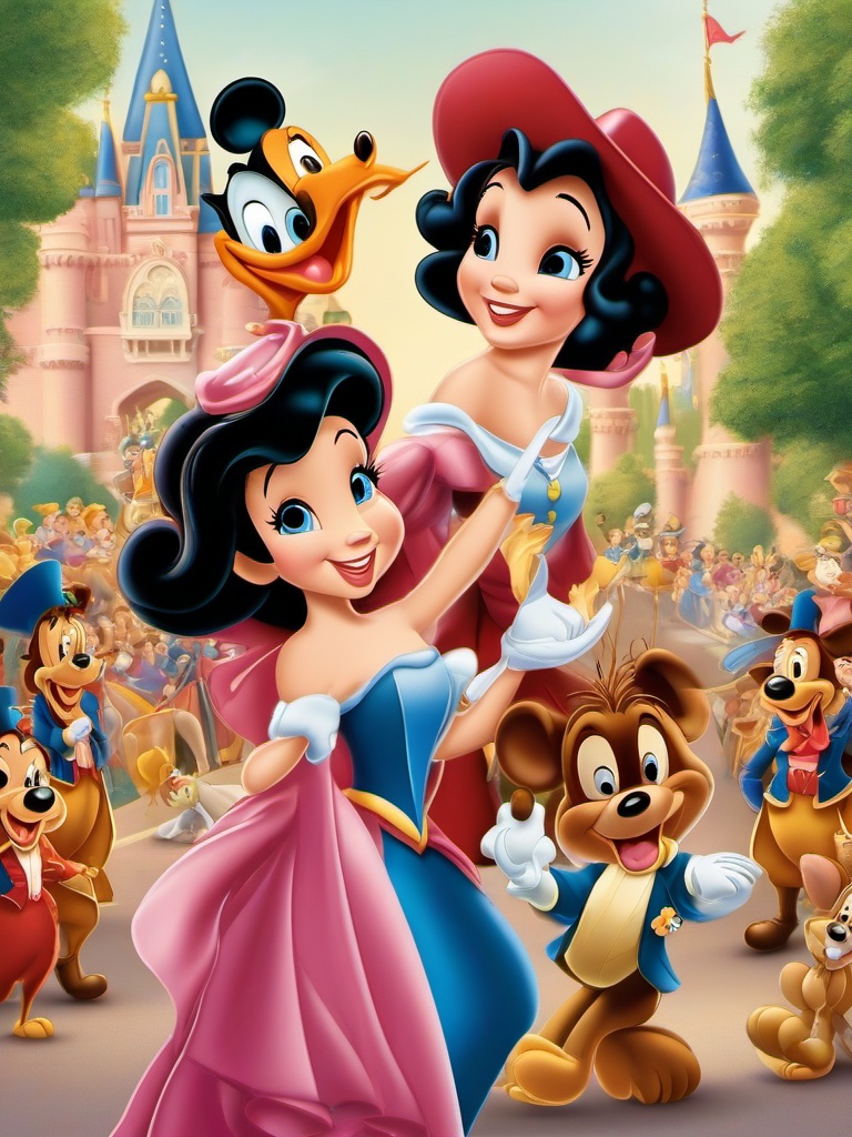 Disney clipart - classic Disney characters in a parade  