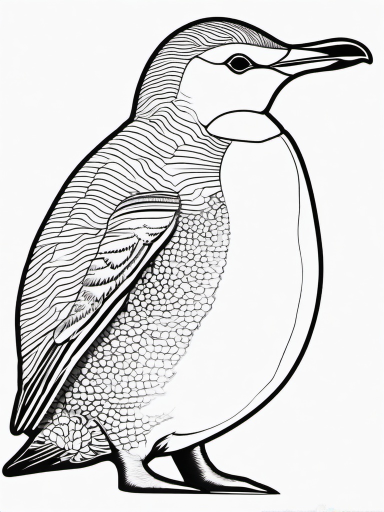 Penguin Coloring Pages - Penguin with a fish in its beak  simple coloring pages