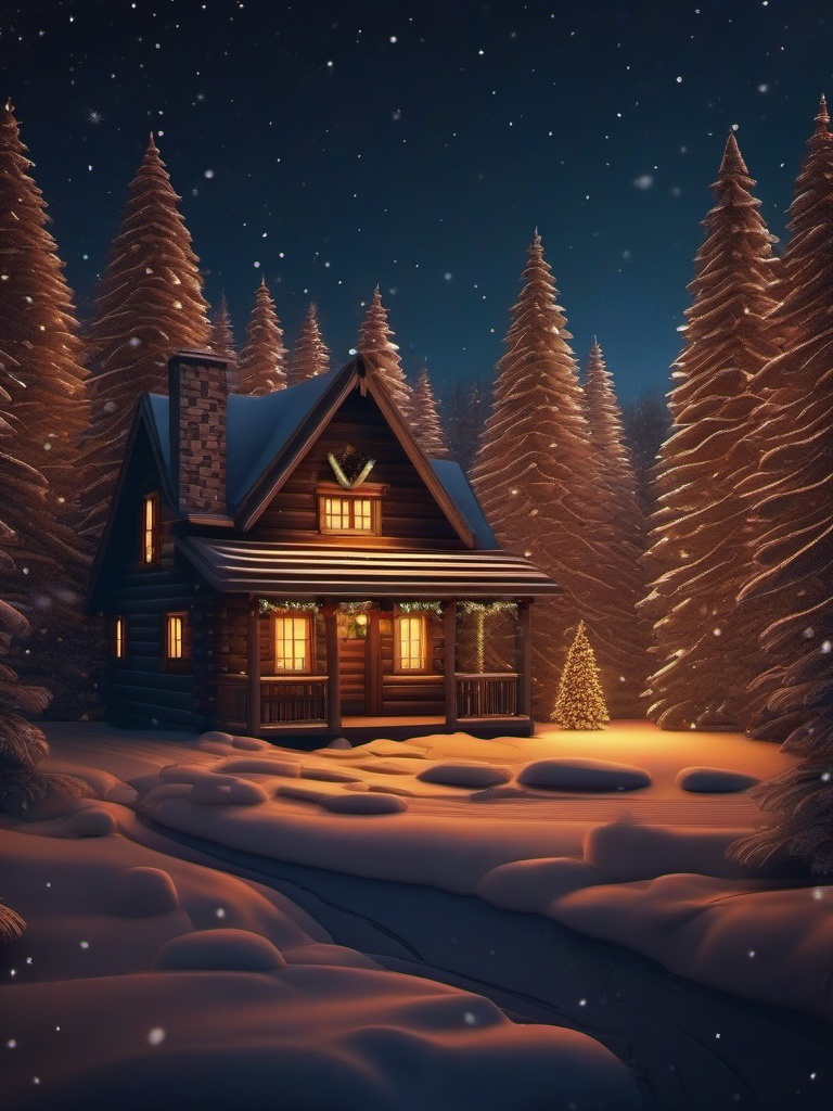 Cozy Cabin Christmas Background iPhone intricate details, patterns, wallpaper photo