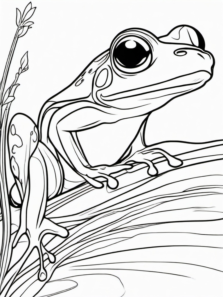 Frog Coloring Pages - Frog leaping through the air with joy  simple coloring pages