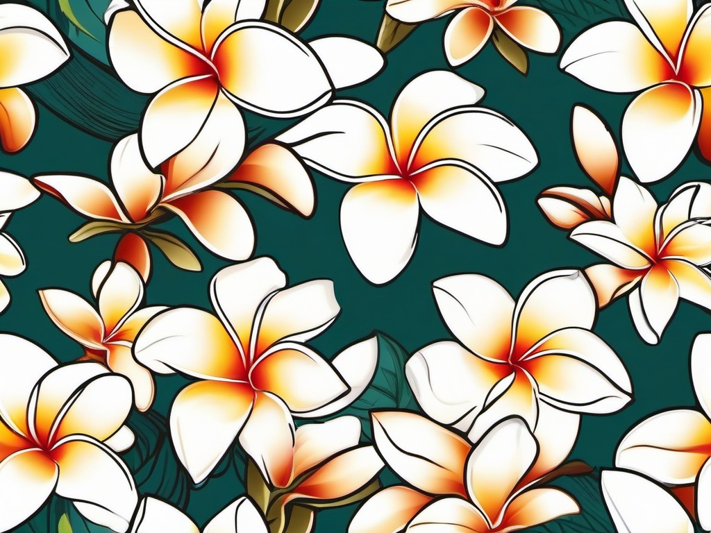 Hawaiian Plumeria Tattoo - Capture the essence of the Hawaiian islands with a tattoo featuring the iconic Plumeria flower.  simple vector color tattoo,minmal,white background