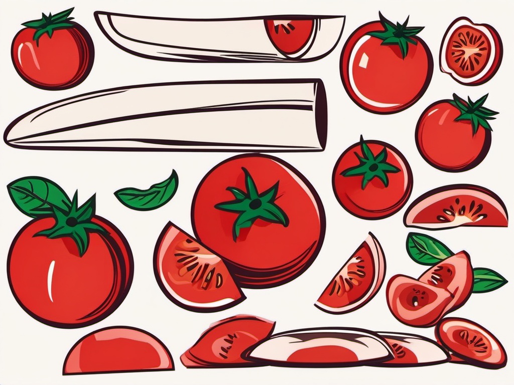 Tomato Slices Clipart - Slices of ripe red tomatoes.  color vector clipart, minimal style