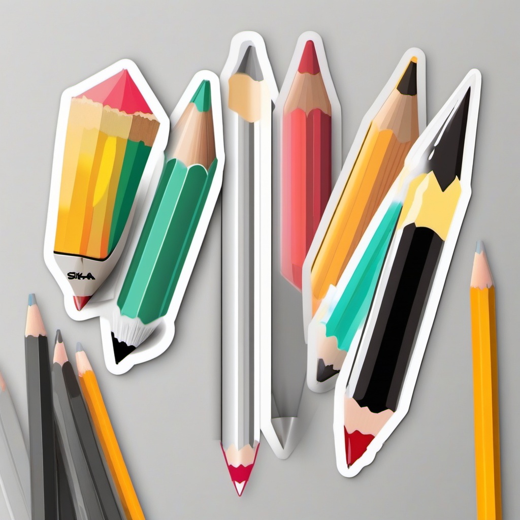 Pencil Sticker - Sharpened pencil illustration, ,vector color sticker art,minimal