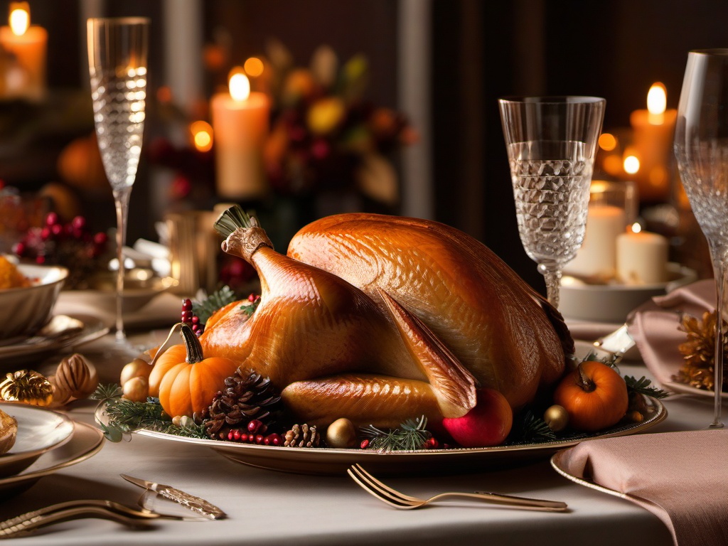 Thanksgiving Wallpaper-A festive Thanksgiving table setting, with elegant tablecloths, sparkling centerpieces, and festive tableware.  aesthetic background wallpaper