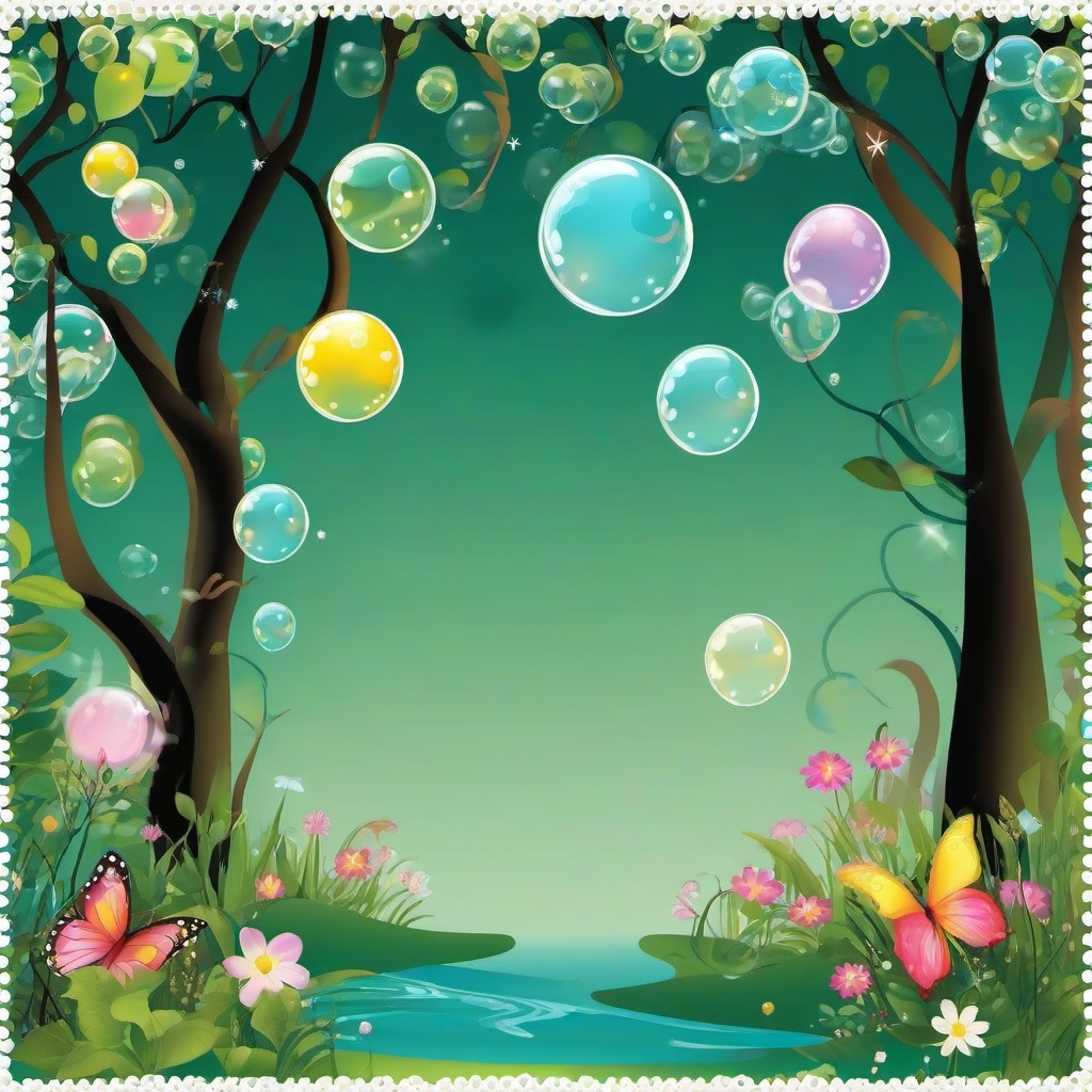 Bubble clipart - whimsical bubbles in an enchanted forest  