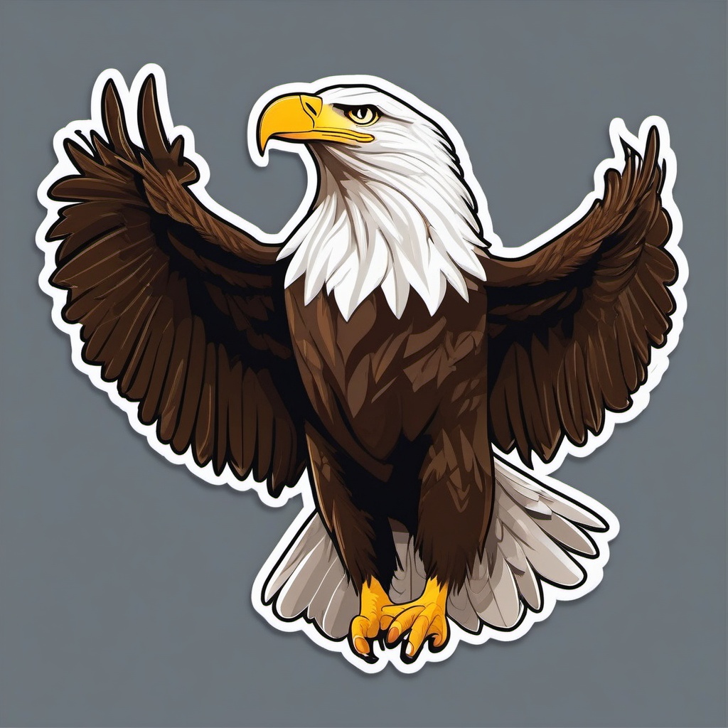 Bald Eagle Sticker - A majestic bald eagle with outspread wings. ,vector color sticker art,minimal