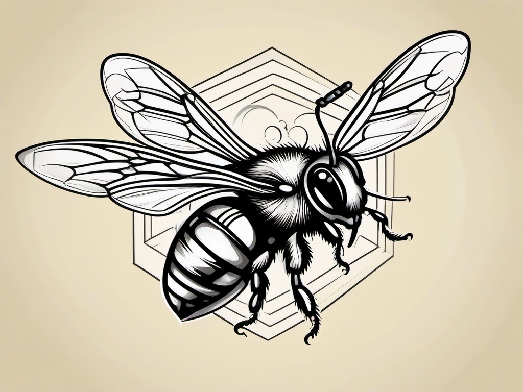 flying bee tattoo  vector tattoo design