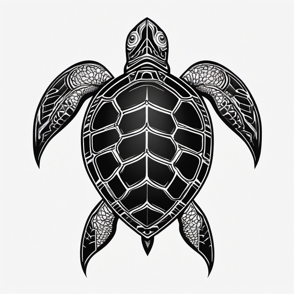 Black Sea Turtle Tattoo - Choose a bold and edgy aesthetic with a black sea turtle tattoo, combining dark ink with the symbolic charm of the turtle.  simple color tattoo,minimal vector art,white background