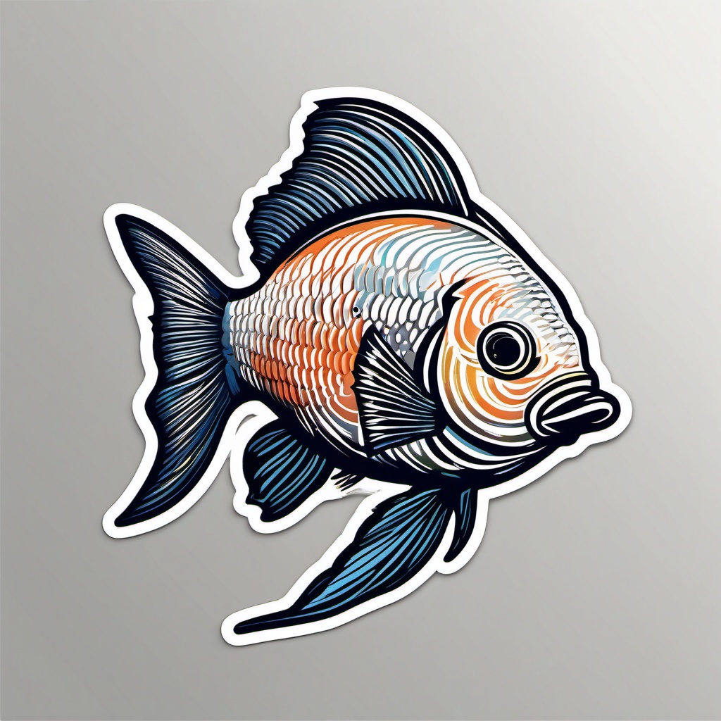 Fish Sticker - A swimming fish with fins, ,vector color sticker art,minimal