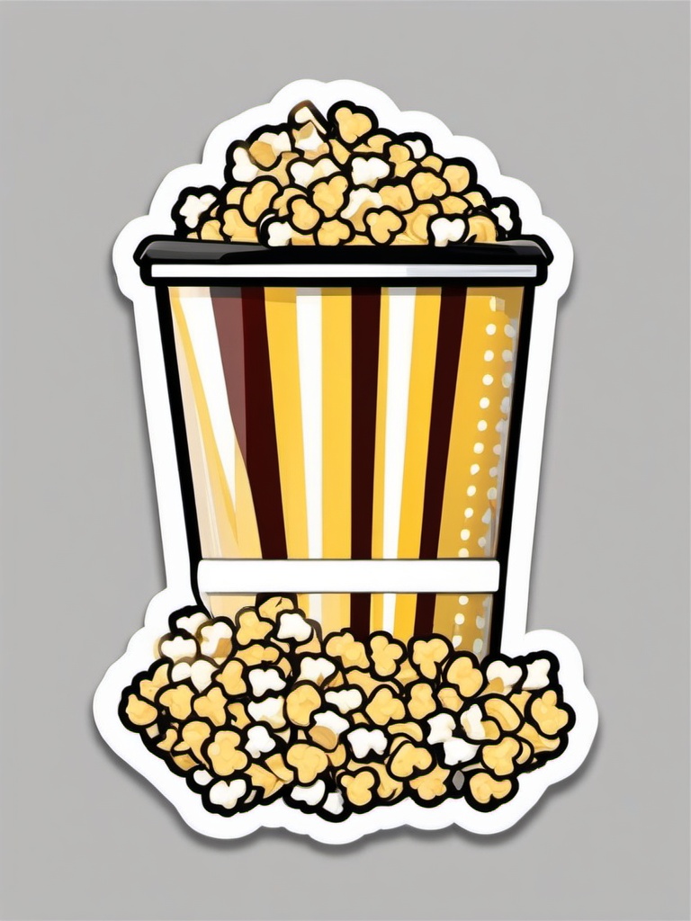 Cinema popcorn bucket sticker- Movie snack, , sticker vector art, minimalist design