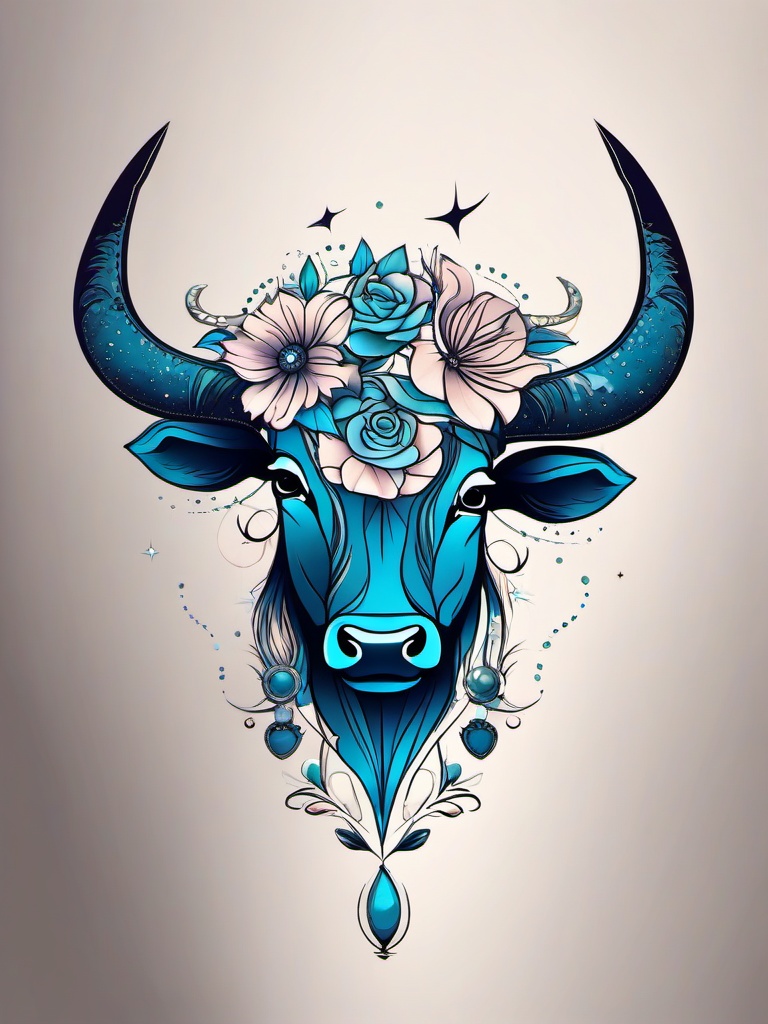 flower taurus constellation tattoo  simple vector color tattoo