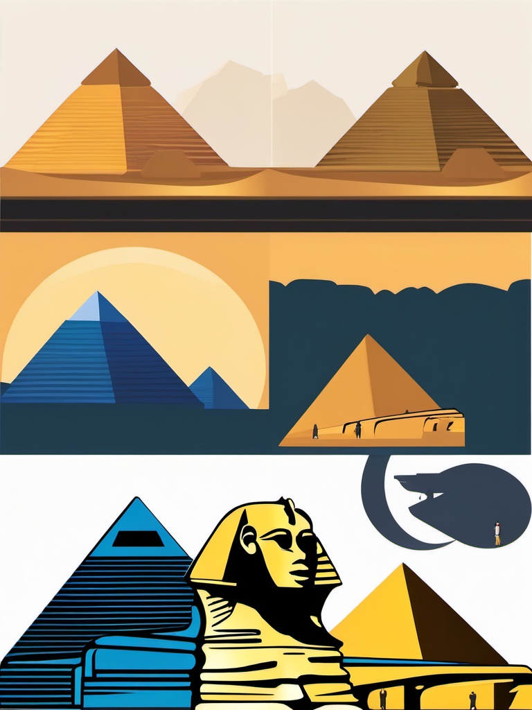 Cairo clipart - Pyramids of Giza and Sphinx in Egypt, ,color clipart vector style