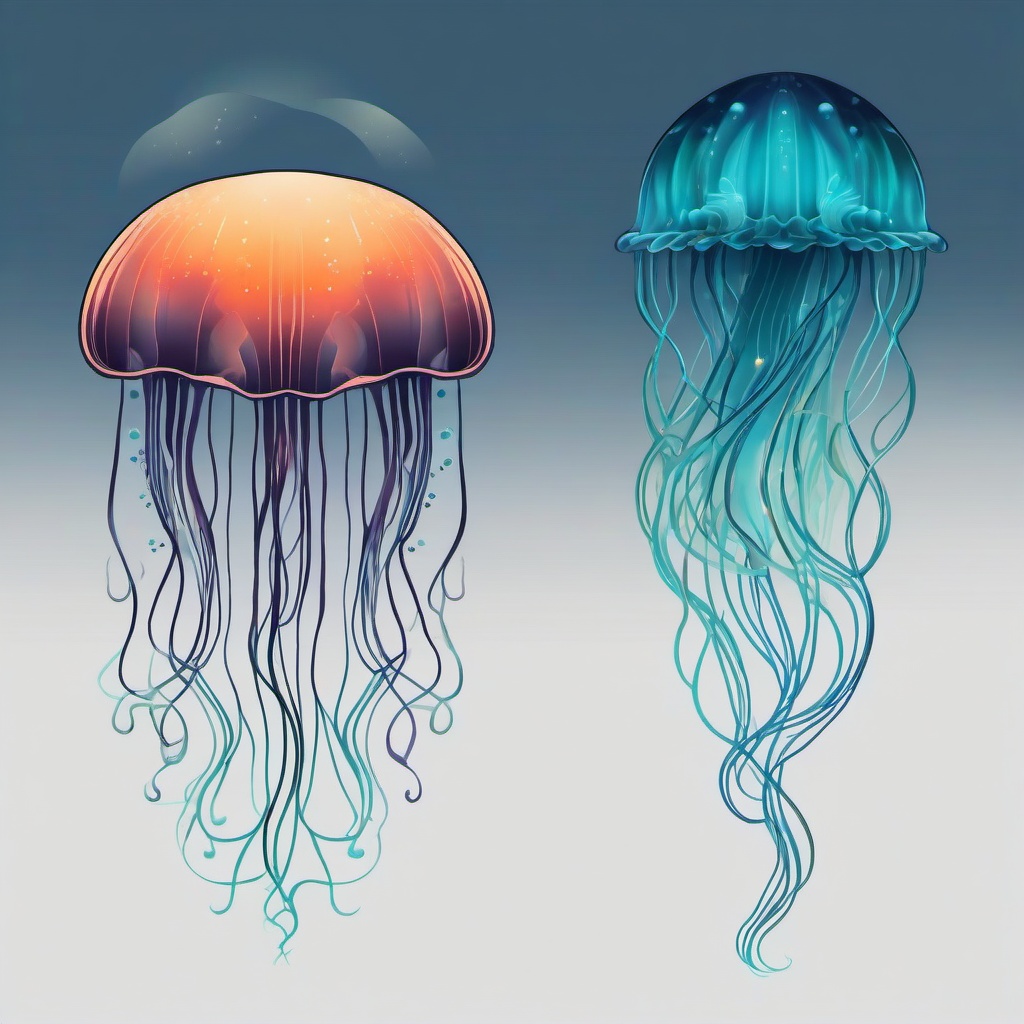 Moon Jelly Tattoo - Embrace the ethereal beauty of the moonlit jellyfish.  minimalist color tattoo, vector