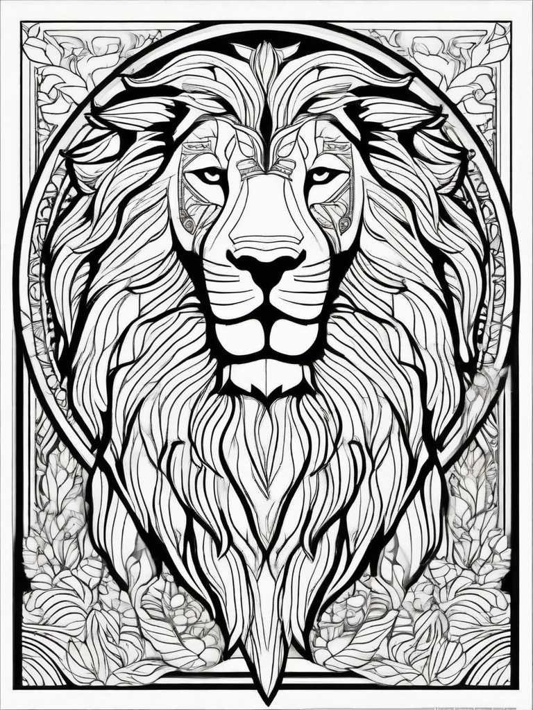 Majestic Lion Coloring Pages - King of the Jungle in Full Glory  minimal black outline printable sheet, coloring page