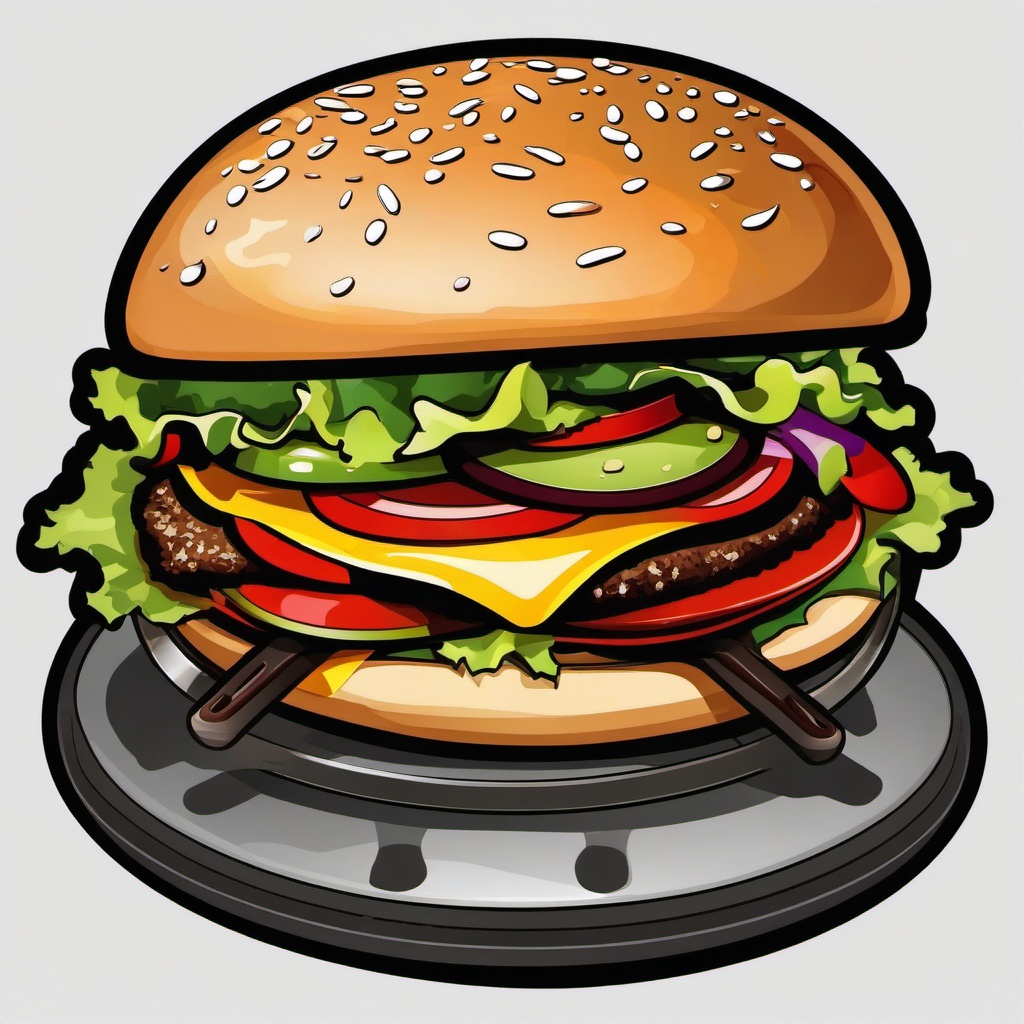 Burger clipart - barbecue burger sizzling on the grill  