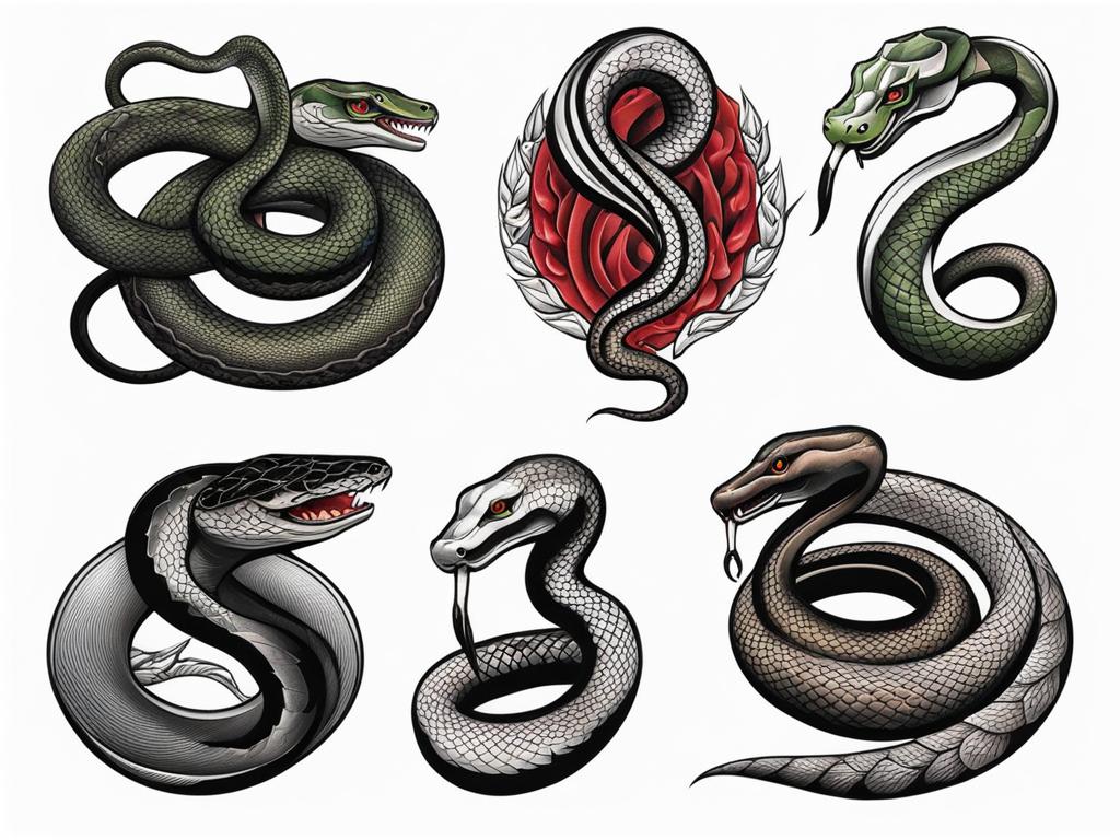 Snake hand tattoo, Tattoos featuring snakes specifically designed for the hand. colors, tattoo patterns, clean white background