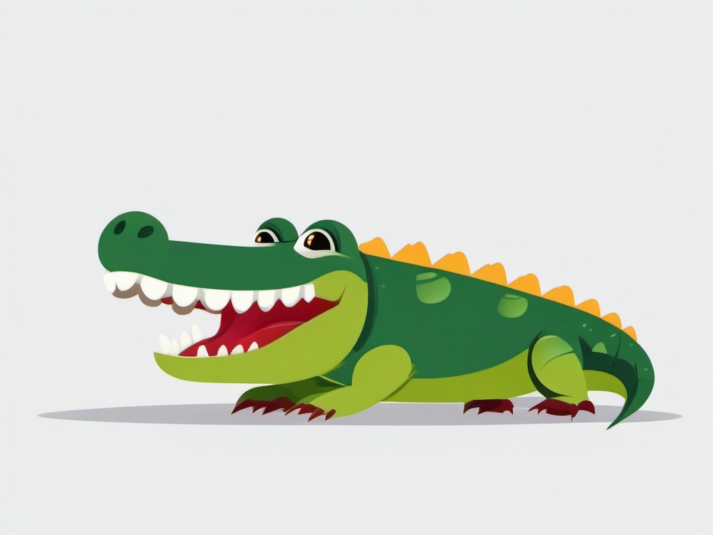 Alligator cartoon  minimal, white background