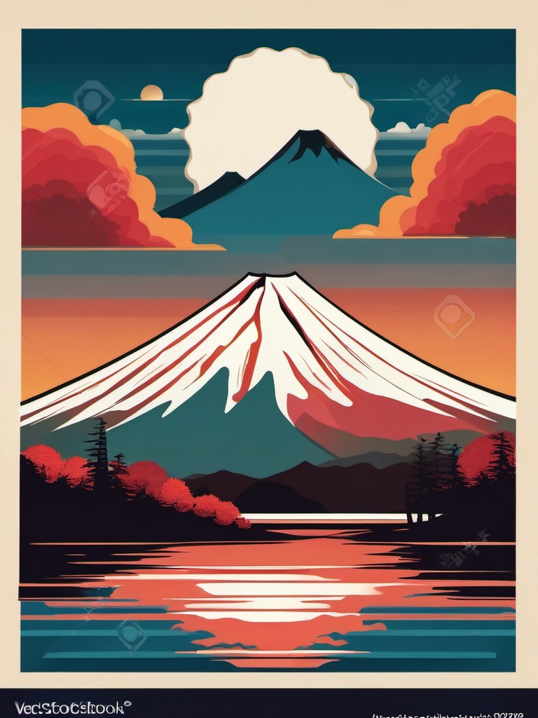 The Mount Fuji clipart - Iconic stratovolcano in Japan, ,color clipart vector style