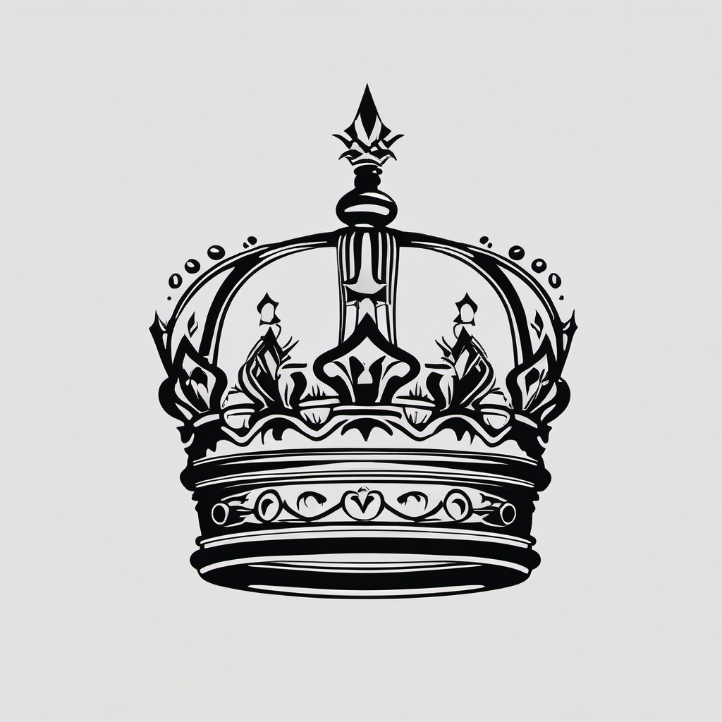 Crown Tattoo-minimalist crown silhouette with a touch of elegance, capturing the essence of royal simplicity. Colored tattoo designs, minimalist, white background.  color tatto style, minimalist design, white background