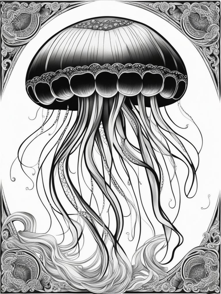 jellyfish tattoo black and white design 