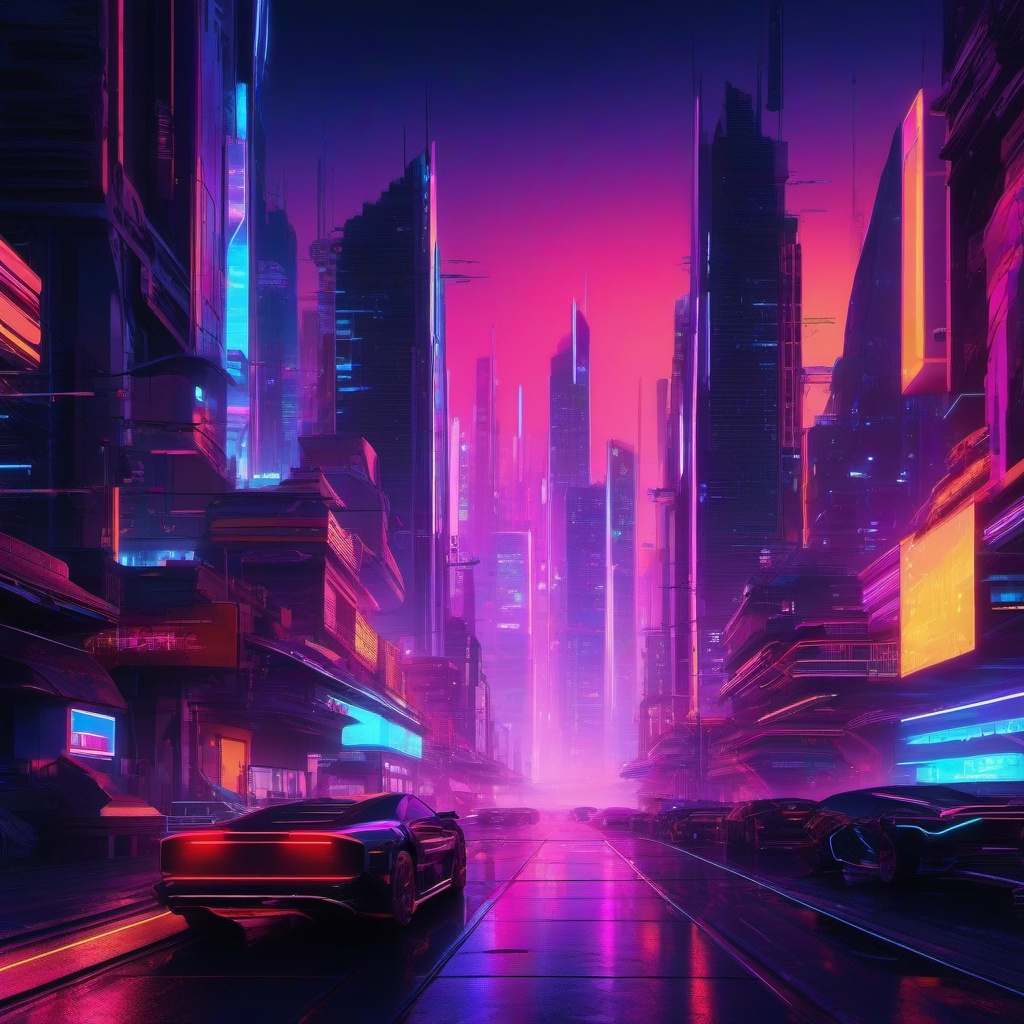 Aesthetic Computer Wallpaper - Neon Cityscape, A Glimpse into the Futuristic Metropolis  intricate patterns, splash art, wallpaper art