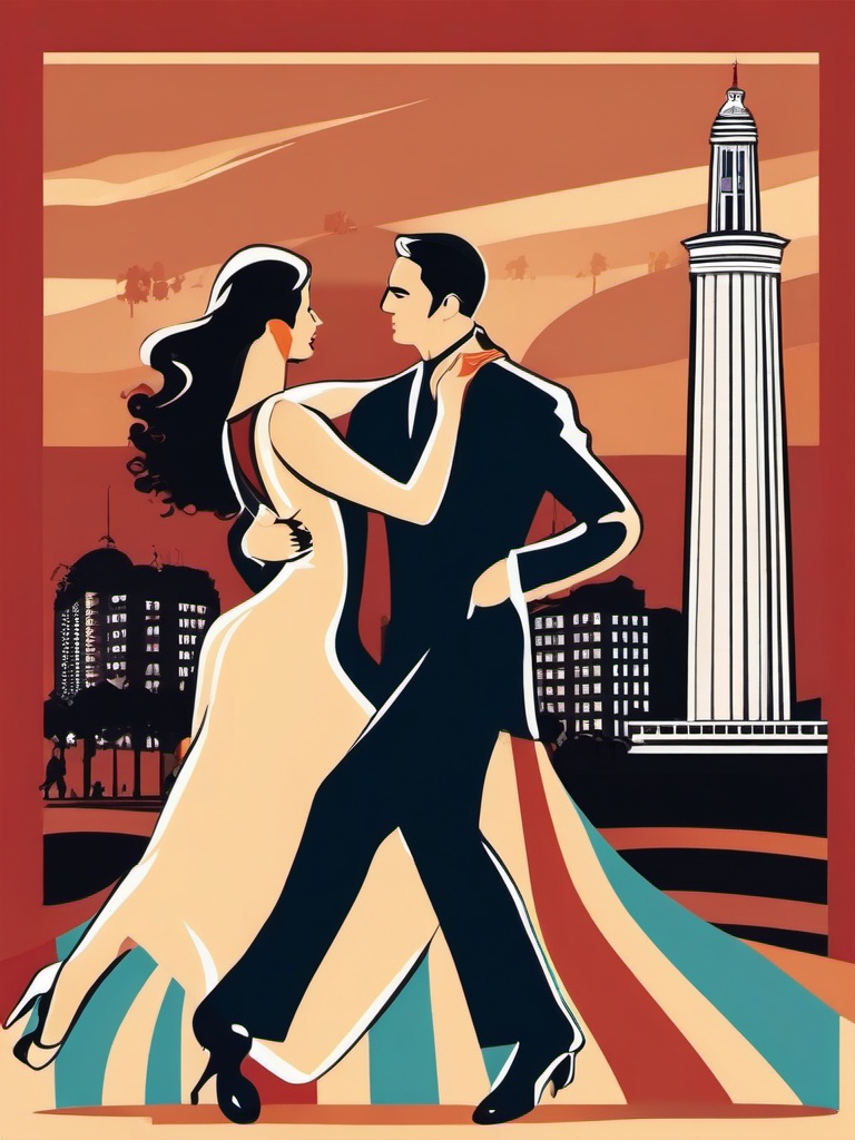 Buenos Aires clipart - Obelisco and Tango dancers in Argentina,  color vector clipart