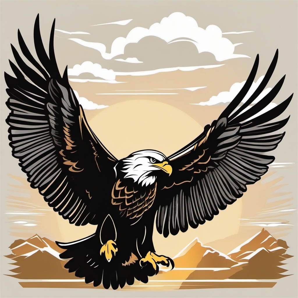 Eagle clipart - Majestic bird of prey soaring in the sky, ,color clipart vector style