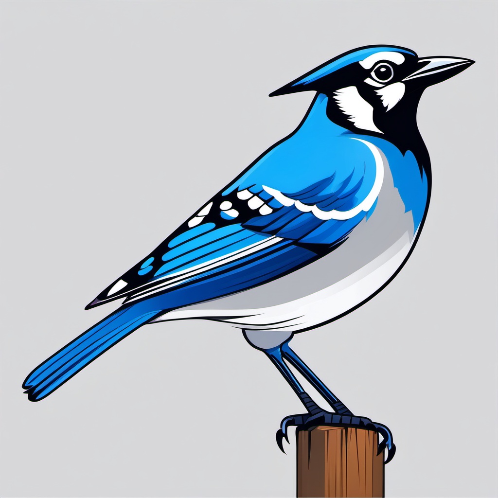 Blue Jay Clip Art - Blue jay with vibrant blue feathers,  color vector clipart, minimal style