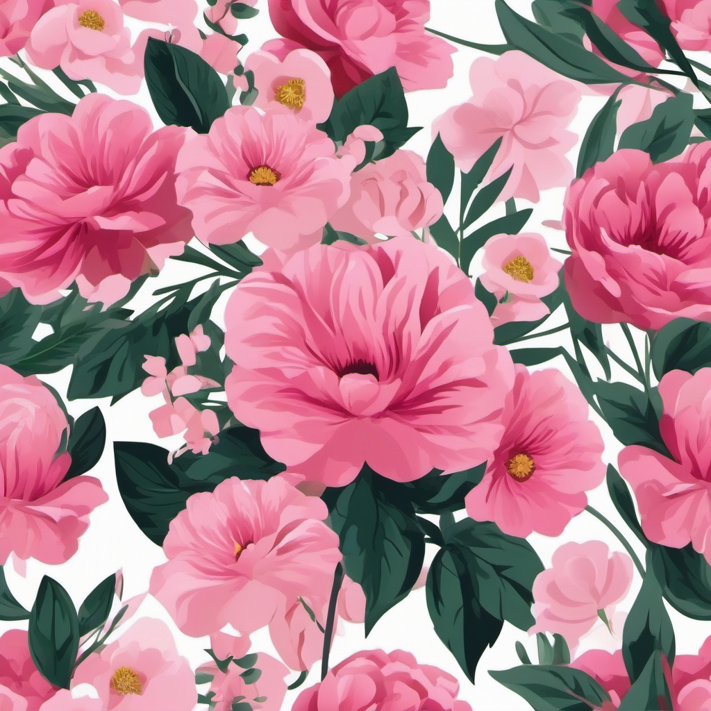 Flowers pink in a beautiful bouquet clipart  simple, 2d flat