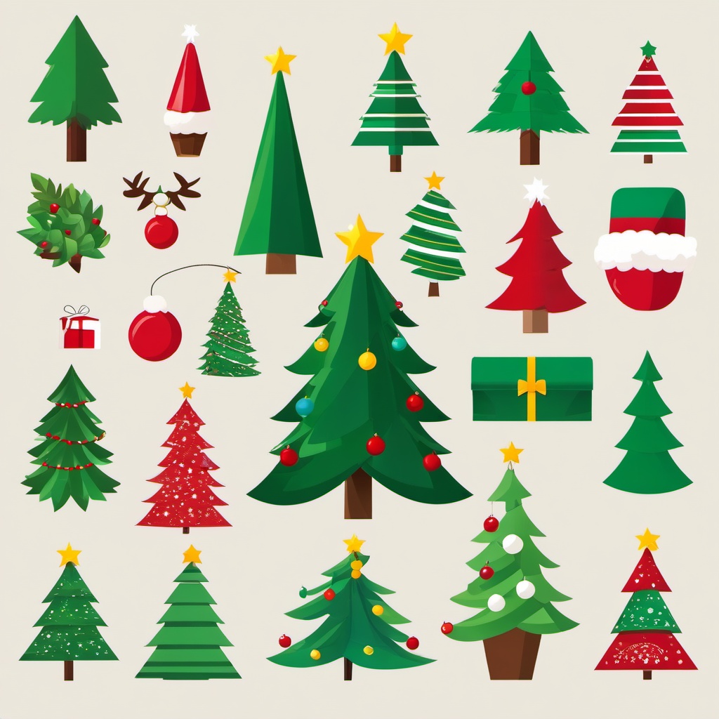 Christmas Tree Clipart PNG,Decorating a digital holiday newsletter with Christmas tree clipart PNG  simple, 2d flat