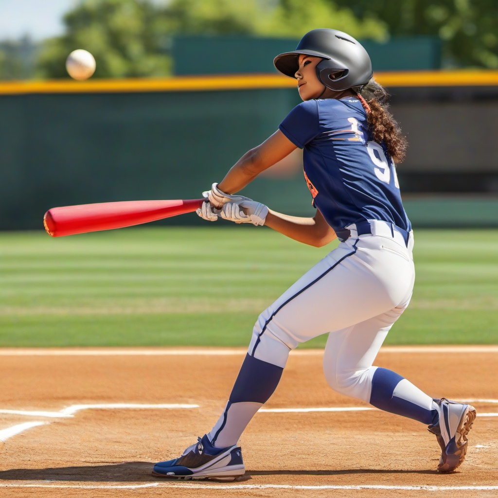 Softball clipart - player swinging a bat at a pitch  