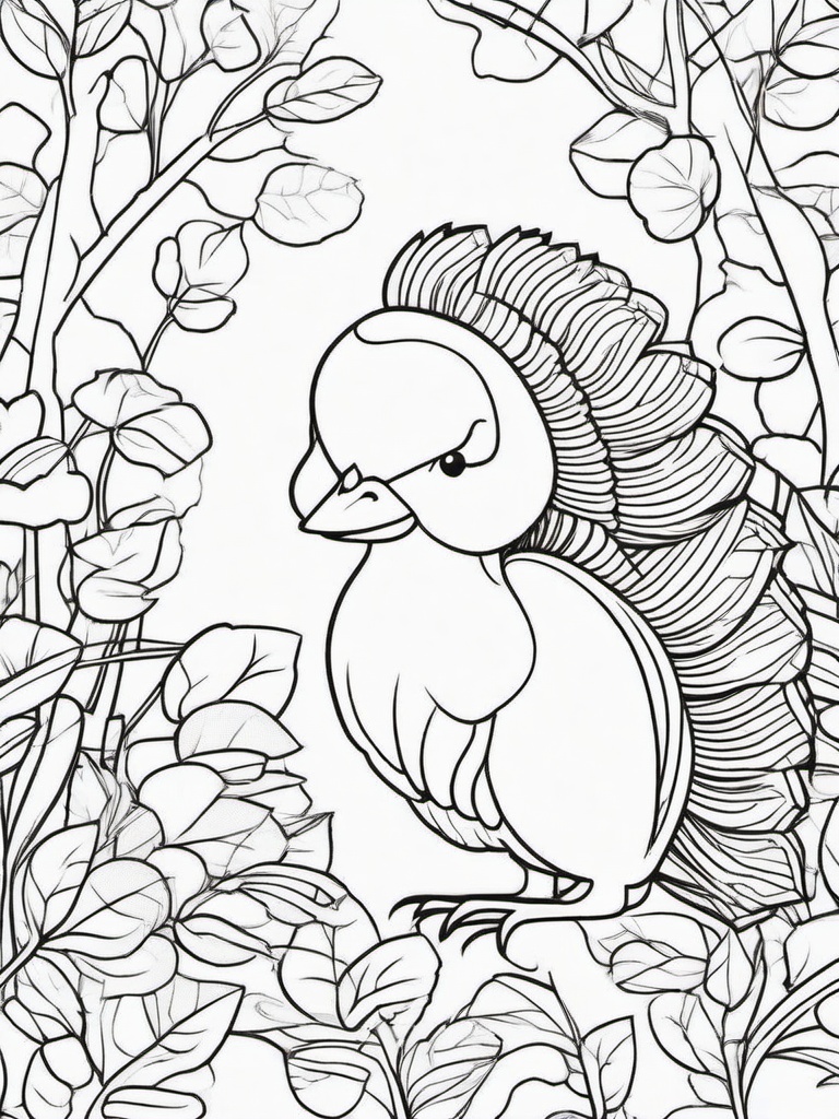 Turkey and Squirrel Coloring Pages - Playful Scene with Turkey and Squirrel Friends  minimal black outline printable sheet, coloring page