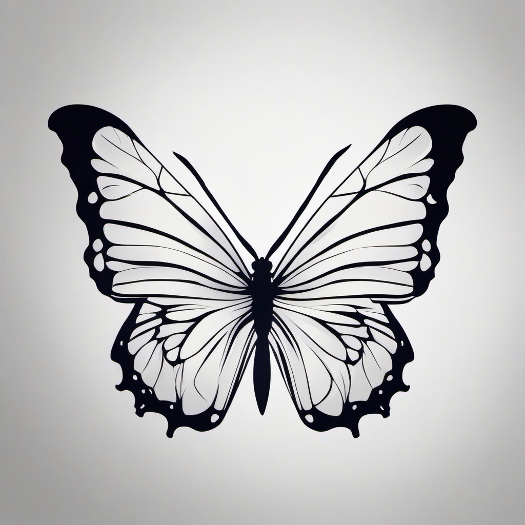 shaded butterfly tattoo  simple color tattoo, minimal, white background