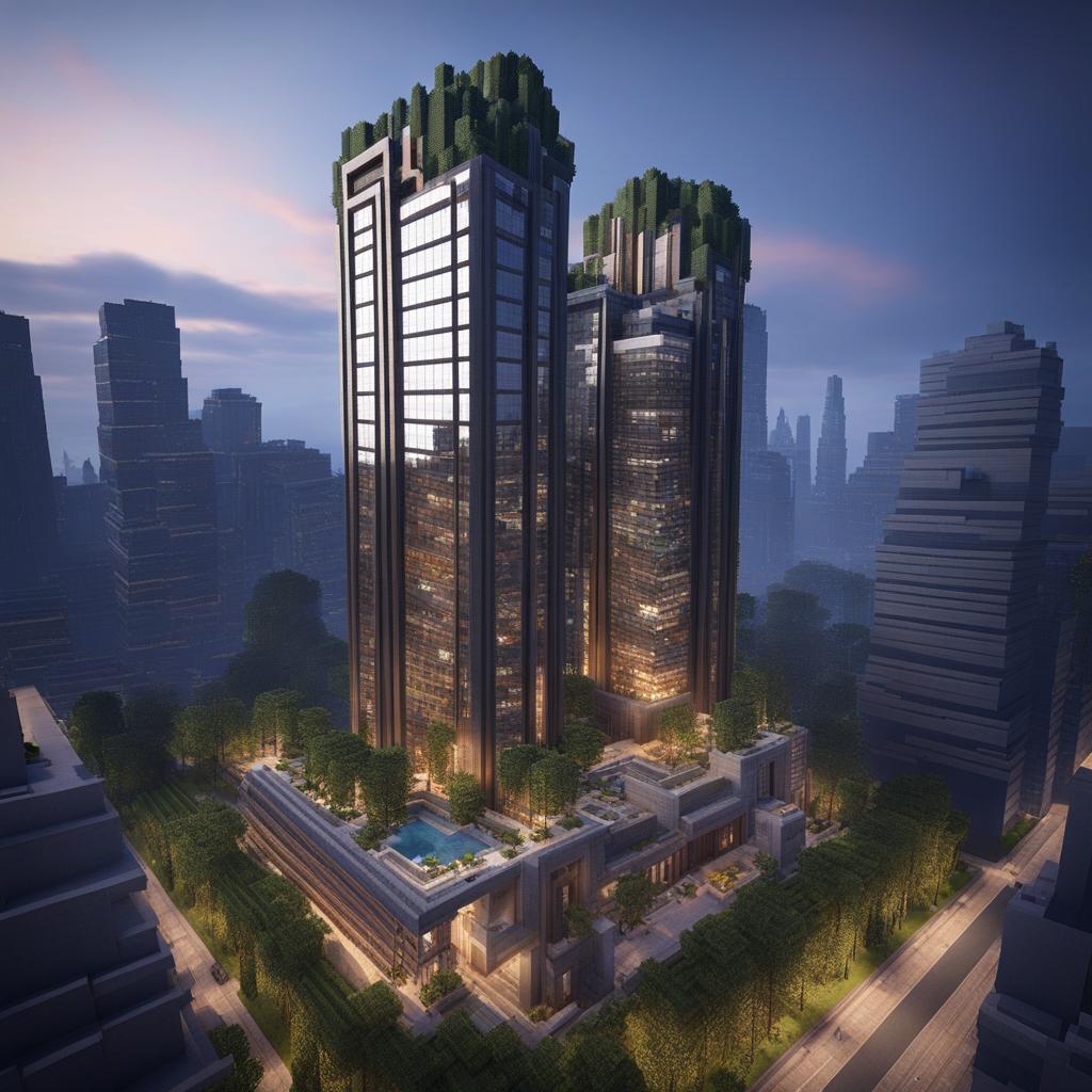 spacious skyscraper in the heart of a bustling city - minecraft house ideas minecraft block style