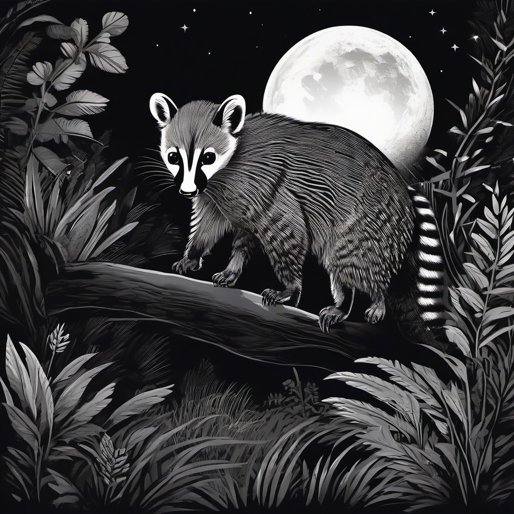 Civet cartoon - Civet prowling under the moonlight  