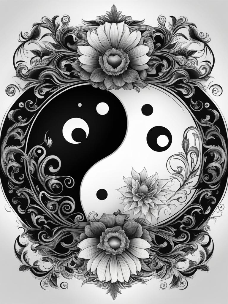 yin yang tattoo black and white design 