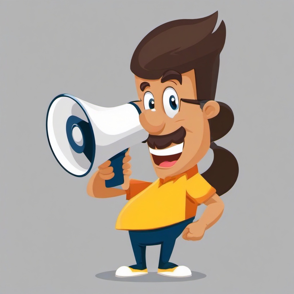 Megaphone clipart - cartoon character holding megaphone  vector clipart