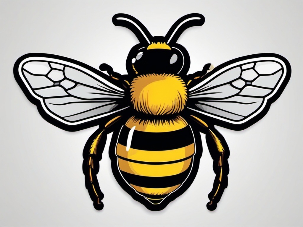 Bee Sticker - Detailed bee illustration, ,vector color sticker art,minimal