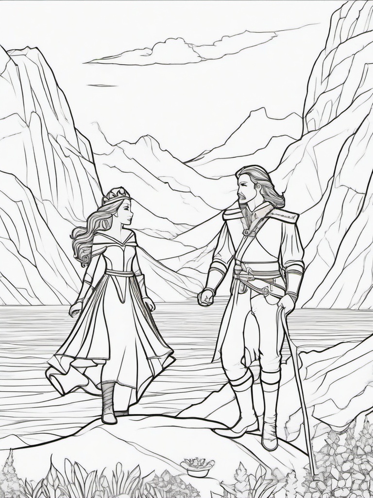 Adventure Princess Coloring Pages - Royalty Exploring New Lands  minimal black outline printable sheet, coloring page