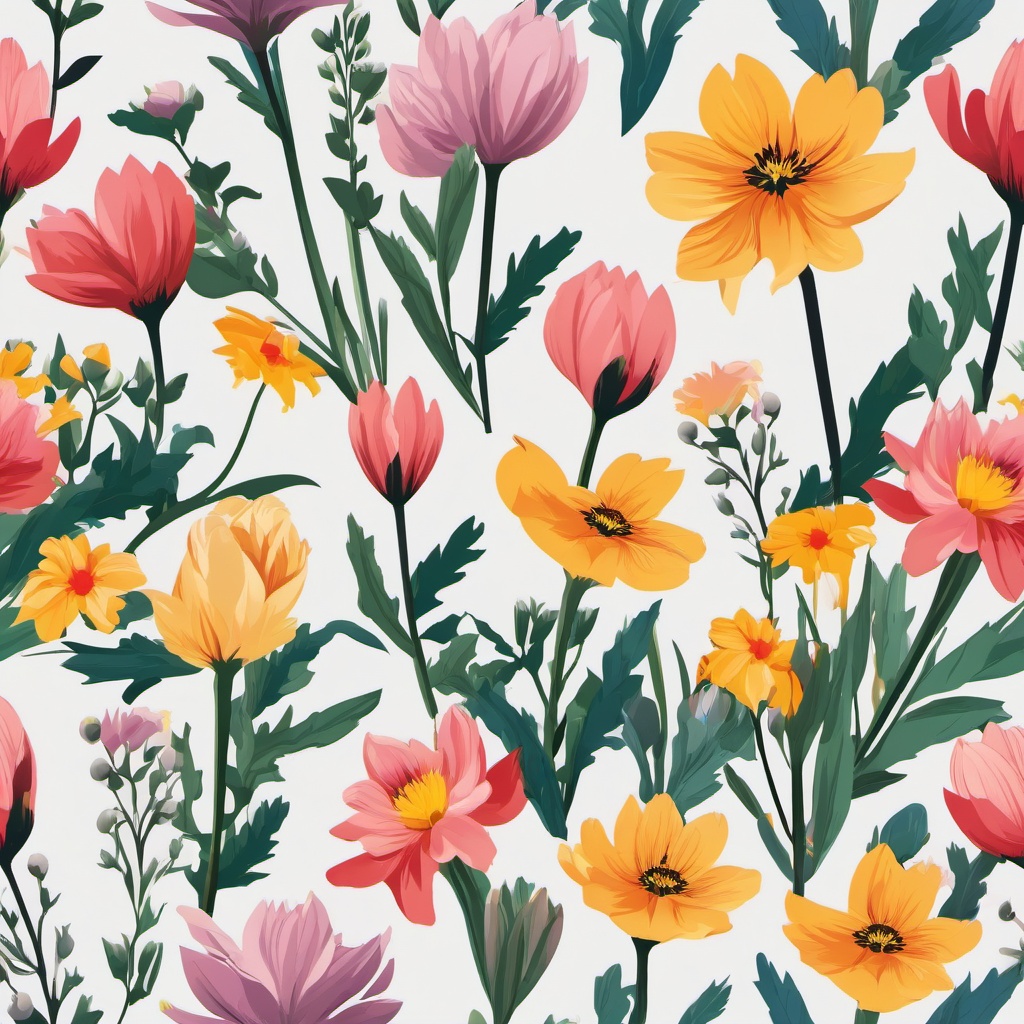 Alpine Flowers in Bloom clipart - Blooming flowers at high altitudes, ,vector color clipart,minimal