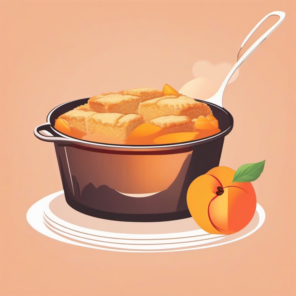 Peach Cobbler Clipart - A serving of warm and sweet peach cobbler.  color vector clipart, minimal style