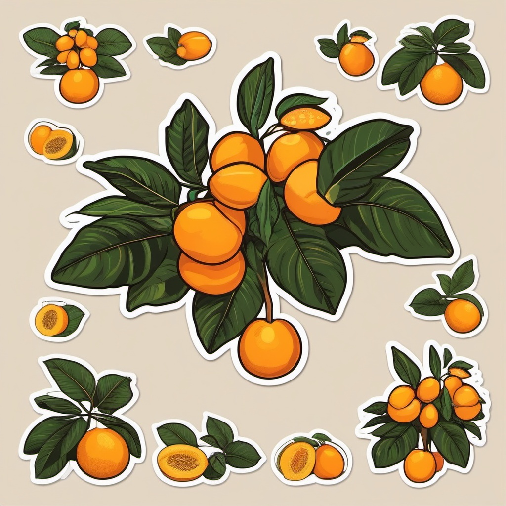 Loquat Sticker - Unique and tropical, a loquat-shaped treat to savor, , sticker vector art, minimalist design