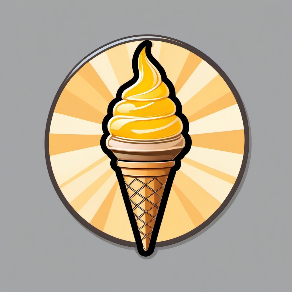 Ice Cream Cone and Sun Emoji Sticker - Beachside ice cream treat, , sticker vector art, minimalist design